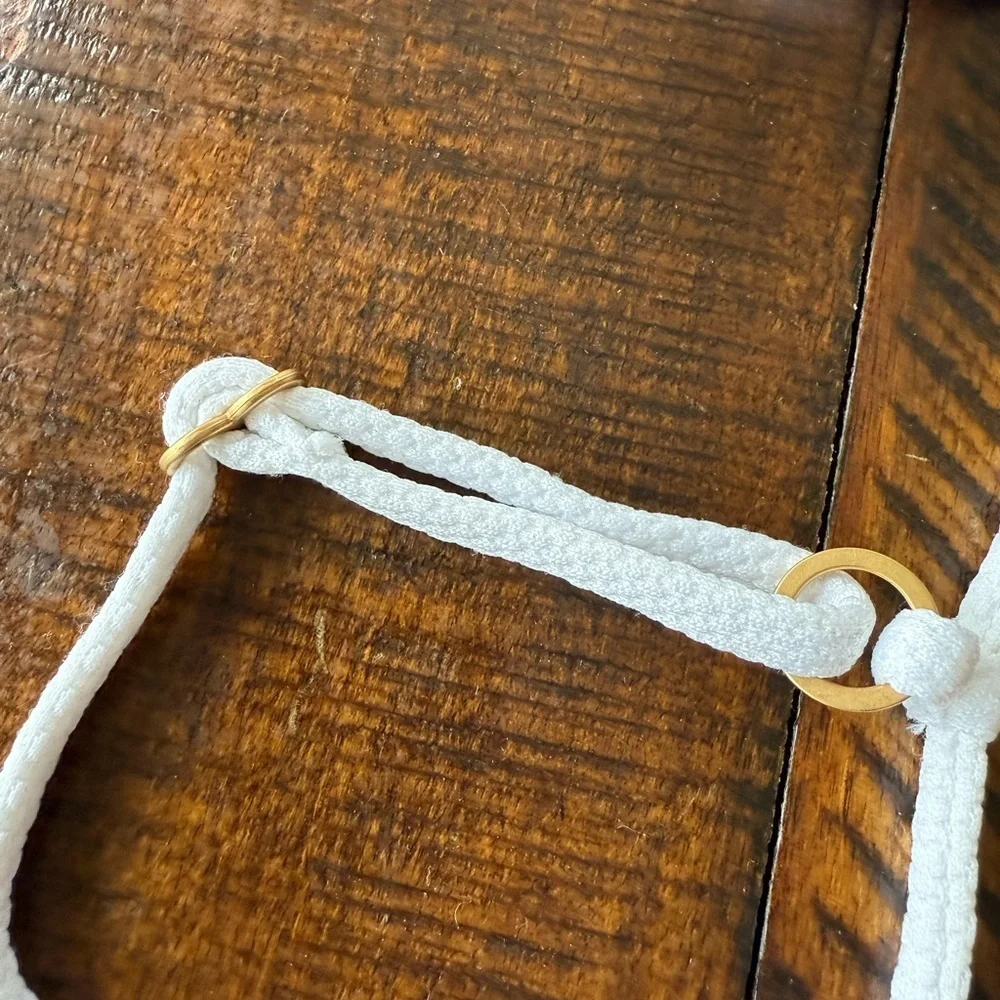 L*Space White & Gold Studded Strappy Bikini Top